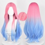 75cm Long Straight Pink&Blue Dyed Color Alien Stage Anime Mizi Wig Synthetic Cosplay Hair Wigs CS-630A