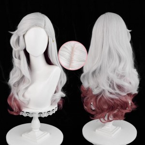 65cm Long Curly Silver&Dark Red Identity V Psychologist Wig Cosplay Synthetic Anime Hair Wigs CS-625G