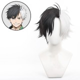 30cm Short Black&Silver Mixed Wind Breaker Anime Sakura Haruka Wig Synthetic Cosplay Hair Wigs CS-622A