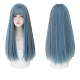 60cm Long Straight Blue Mixed Fashion Wig Cosplay Synthetic Anime Halloween Party Lolita Hair Wigs CS-887A