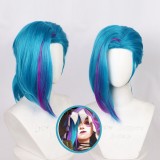 45cm Medium Blue Short Jinx Black Vi Wig League of Legends LOL Arcane Anime Synthetic Cosplay Hair Wigs CS-493FG