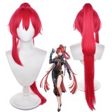 90cm Long Straight Red Wuthering Waves Game Yinlin Wig Synthetic Anime Cosplay Hair Wig With One Ponytail CS-637F