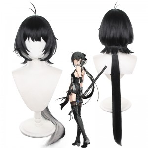 100cm Long Black&Gray Mixed Wuthering Waves Game Rover Female Wig Synthetic Anime Cosplay Hair Wigs CS-637B