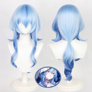 60cm Long Wave Blue Mixed Wuthering Waves Game the Shorekeeper Wig Synthetic Anime Cosplay Wigs CS-637D
