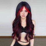 70cm Long Wave Black Red Blue Mixed Synthetic Anime Halloween Party Synthetic Cosplay Lolita Hair Wig CS-893AB