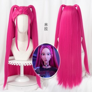 80cm Long Straight Rose KPOP Demon Hunters Anime Mira Wig Synthetic Cosplay Heat Resistant Hair Wig CS-639A