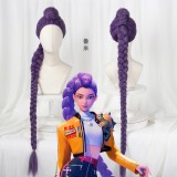 100cm Long Purple Mixed KPOP Demon Hunters Anime Rumi Wig Synthetic Cosplay Hair Wig With One Ponytail CS-639B