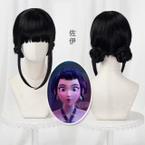 35cm Short Black KPOP Demon Hunters Anime Zoey Wig Synthetic Hallowwen Party Cosplay Wig CS-639C