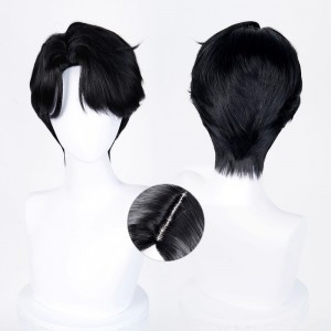 30cm Short Black Straight KPOP Demon Hunters Jinu Wig Synthetic Anime Halloween Party Cosplay Hair Wigs CS-639H