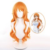 75cm Long Curly Orange One Piece Anime Nami Wig Cosplay Synthetic Halloween Party Hair Wigs CS-115C