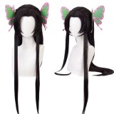 80cm Long Black Straight Demon Slayer Kochou Kanae Wig Cosplay Synthetic Anime Halloween Party Hair Wigs CS-471Z