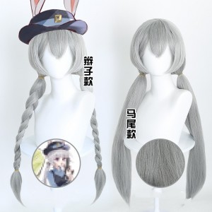 70cm Long Straight Light Gray Zootopia 2 Anime Judy Rabbit Wig Synthetic Halloween Party Hair Wigs CS-278IJ