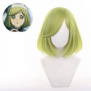 35cm Light Green Short Bobo Coco Wig Cosplay Witch Hat Atelier Anime Synthetic Halloween Party Heat Resistant Hair Wig CS-644A