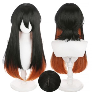 70cm Long Straight Black&Orange Gachiakuta Amo Empool Wig Synthetic Anime Cosplay Hair Wigs CS-640E