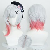 35cm Short Silver&Pink Mixed Magical Girl Witch Trial Sakuraba Ema Wig Cosplay Synthetic Anime Hair Wigs CS-688A