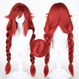 95cm Long Red Gachiakuta Li Glaze Wig Synthetic Anime Halloween Party Cosplay Wigs With Two Braids CS-640C