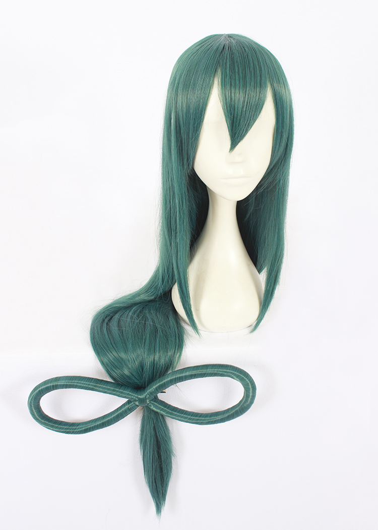 100cm Long Straight Dark Green My Hero Academia Wig Asui Tsuyu Synthetic Anime Cosplay Wigs CS-384A