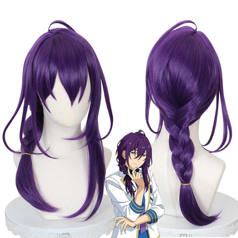 60cm Long Purple Ensemble Stars Ayase Mayoi Wig Cosplay Synthetic Anime Halloween Party Hair Wig With One Braid CS-515B